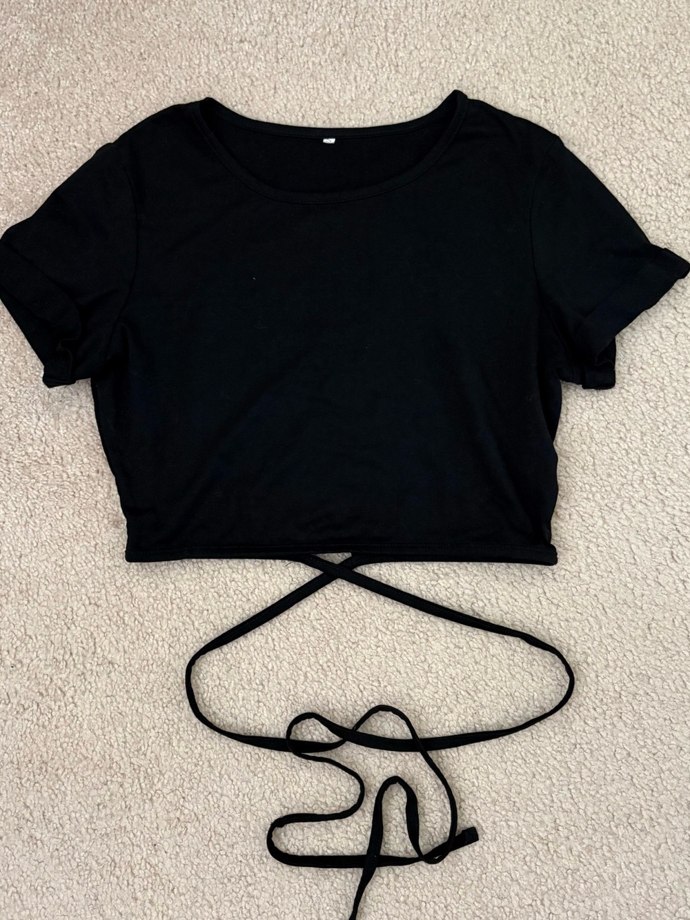 black crop top with tie